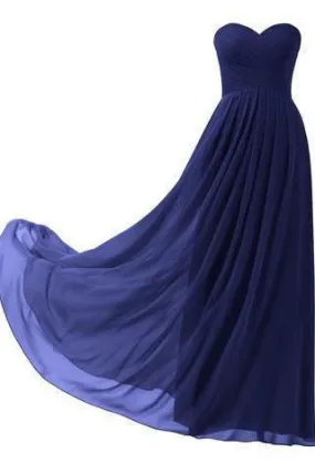 A-Line Chiffon Bridesmaid Dress Strapless Long Prom Evening