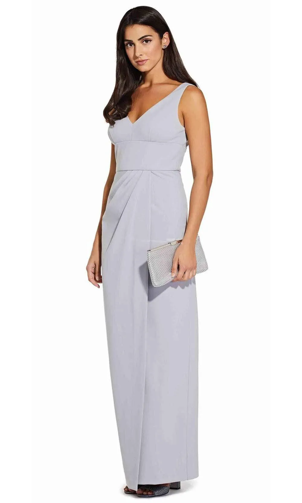 Adrianna Papell - AP1E206762 Sleeveless V-Neck Column Long Crepe Dress