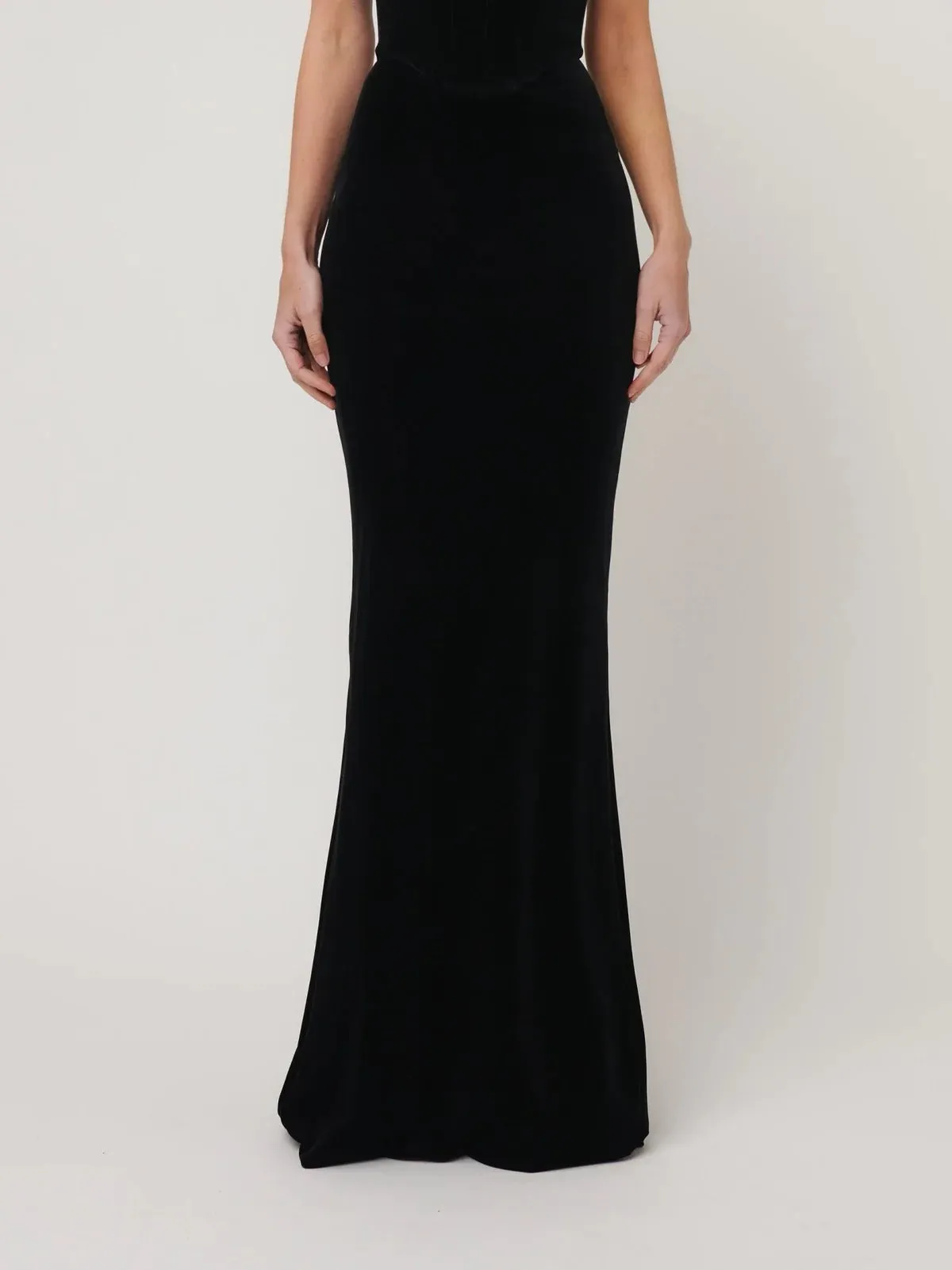 Aline Maxi Skirt - Black Velvet