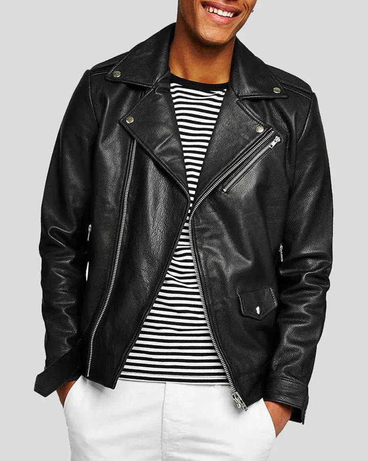 Anson Black Biker Leather Jacket