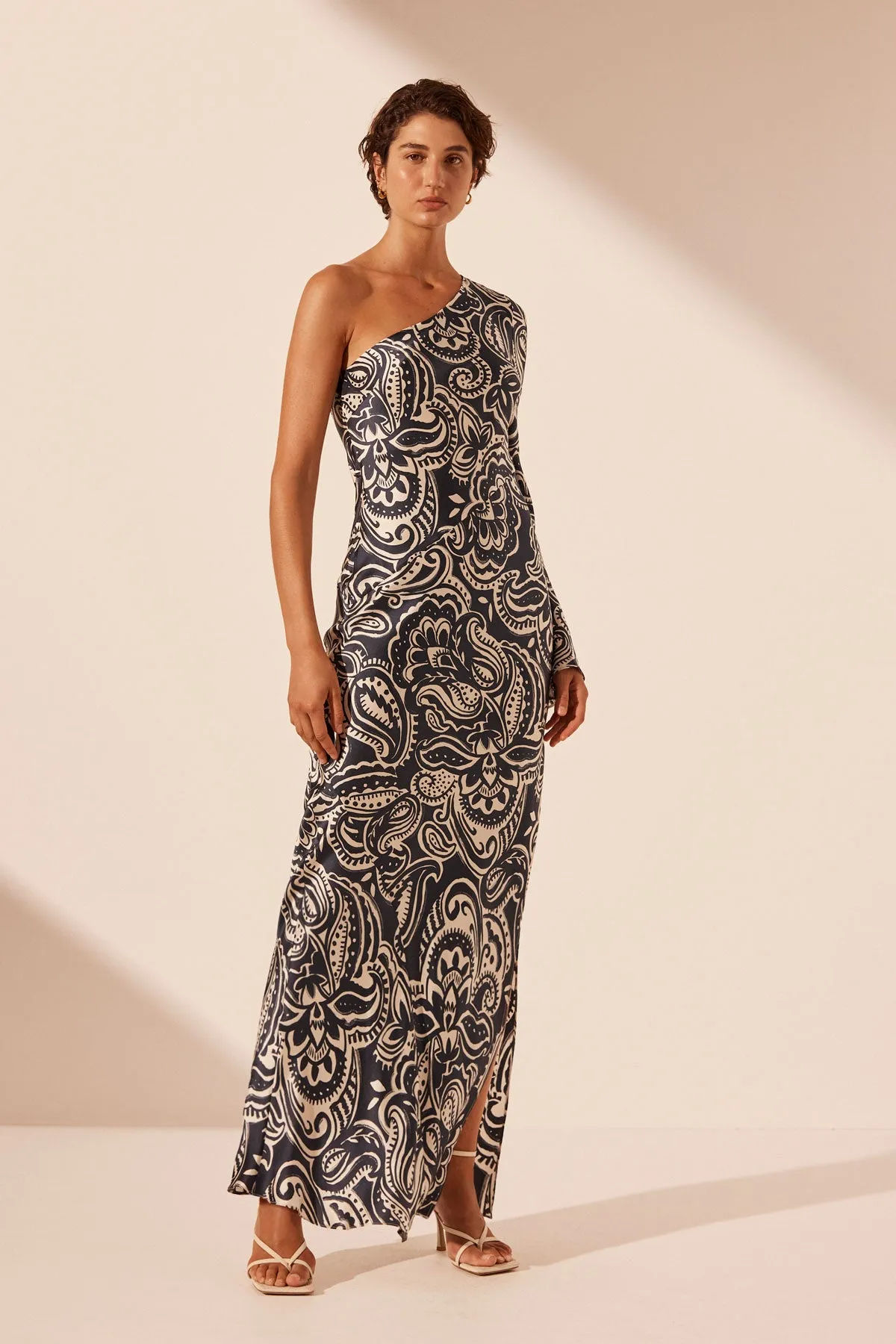 ANTHEA SILK ONE SHOULDER MAXI DRESS