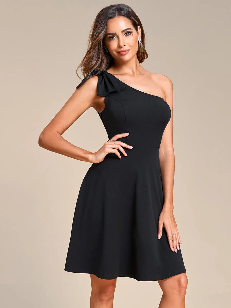 Asymmetrical Bowknot One Shoulder Cocktail Dress