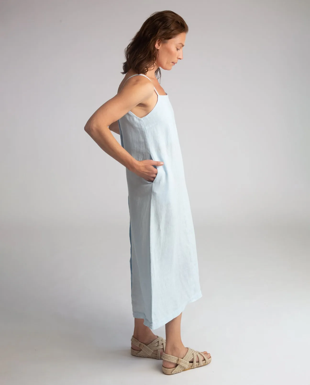 Athea Linen Dress In Pale Blue