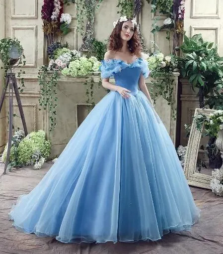 Ball Gown Plus Size Prom Dresses,Princess,Vintage Blue Cinderella Dresses ER1057