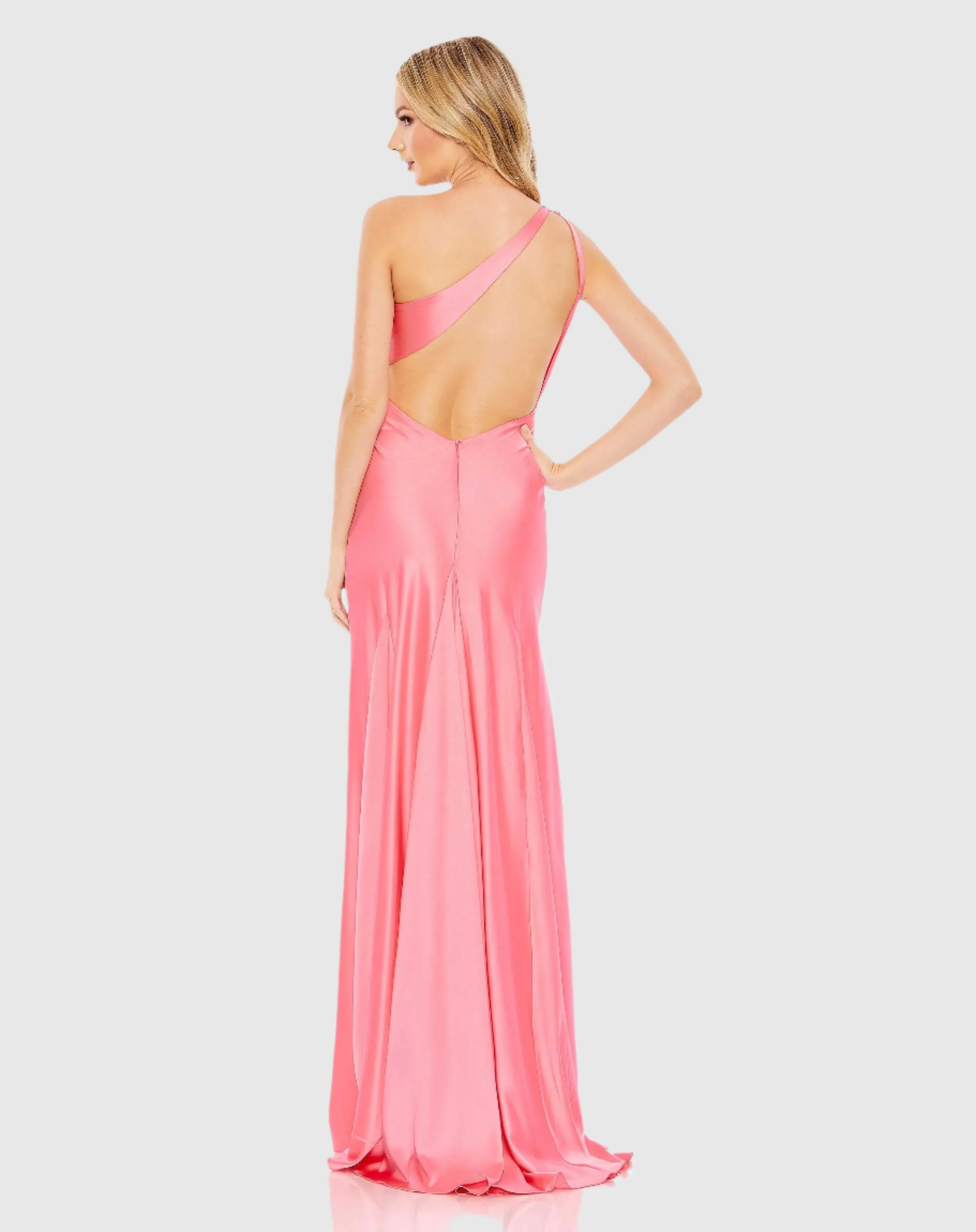 Beaded One Shoulder Column Gown