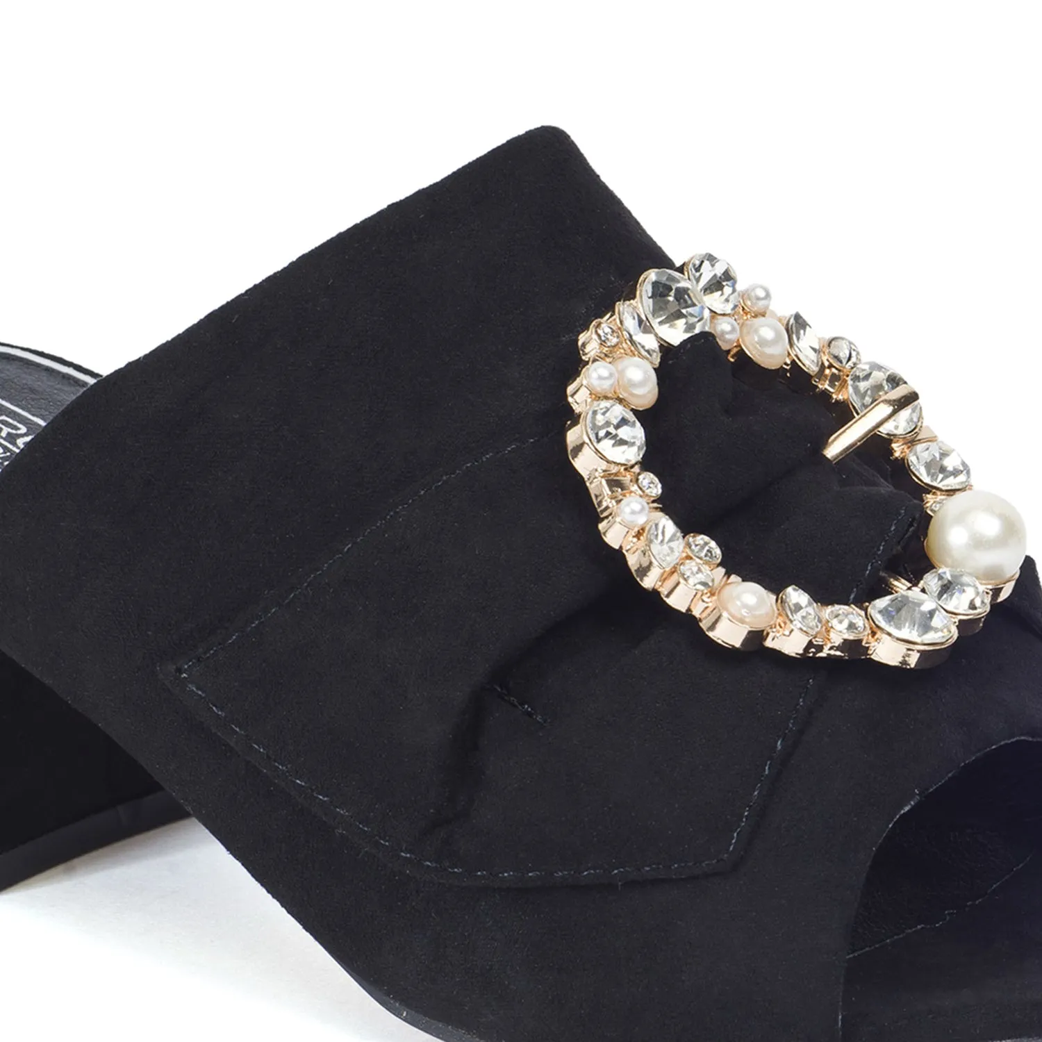 Black Brooche Low Heel Mule