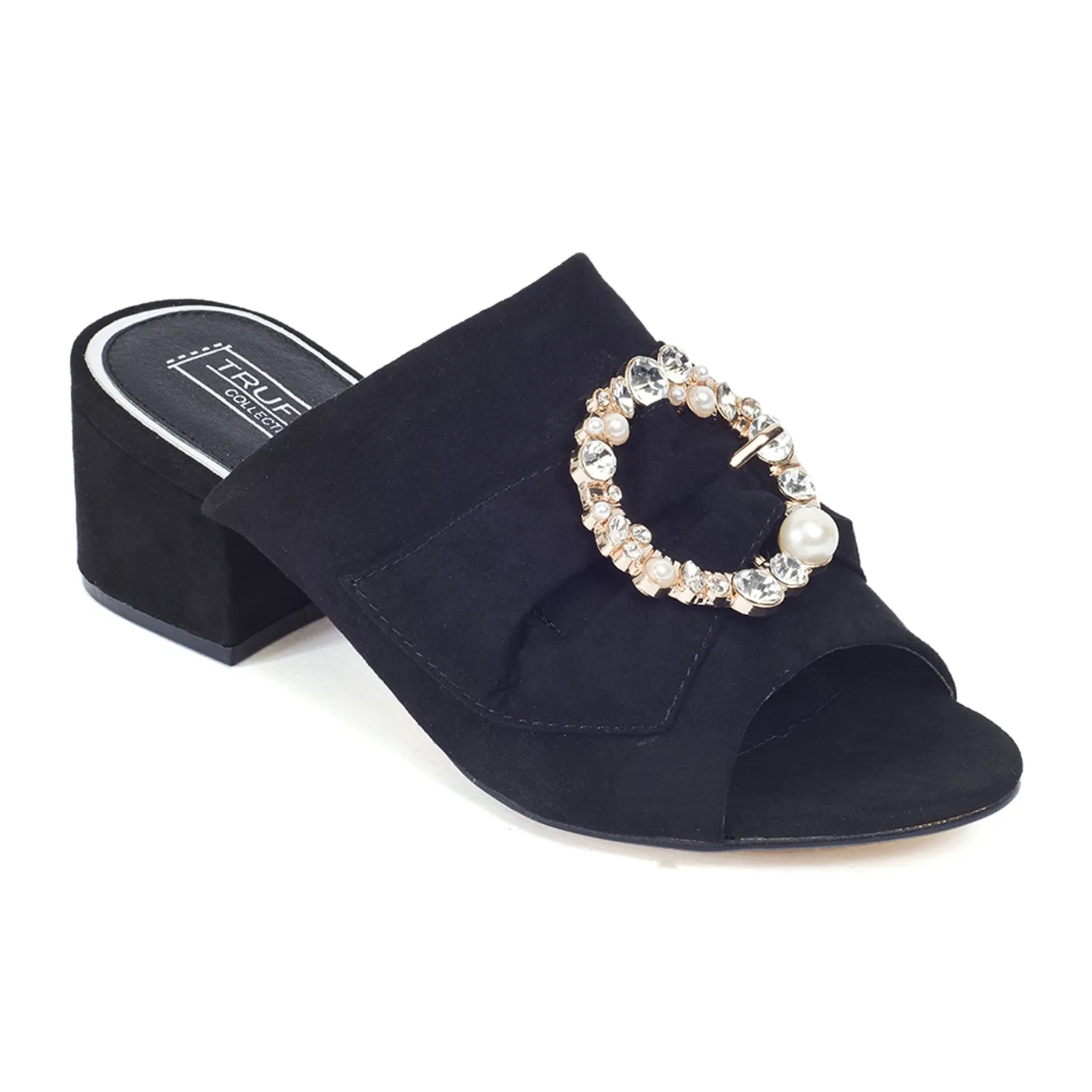 Black Brooche Low Heel Mule