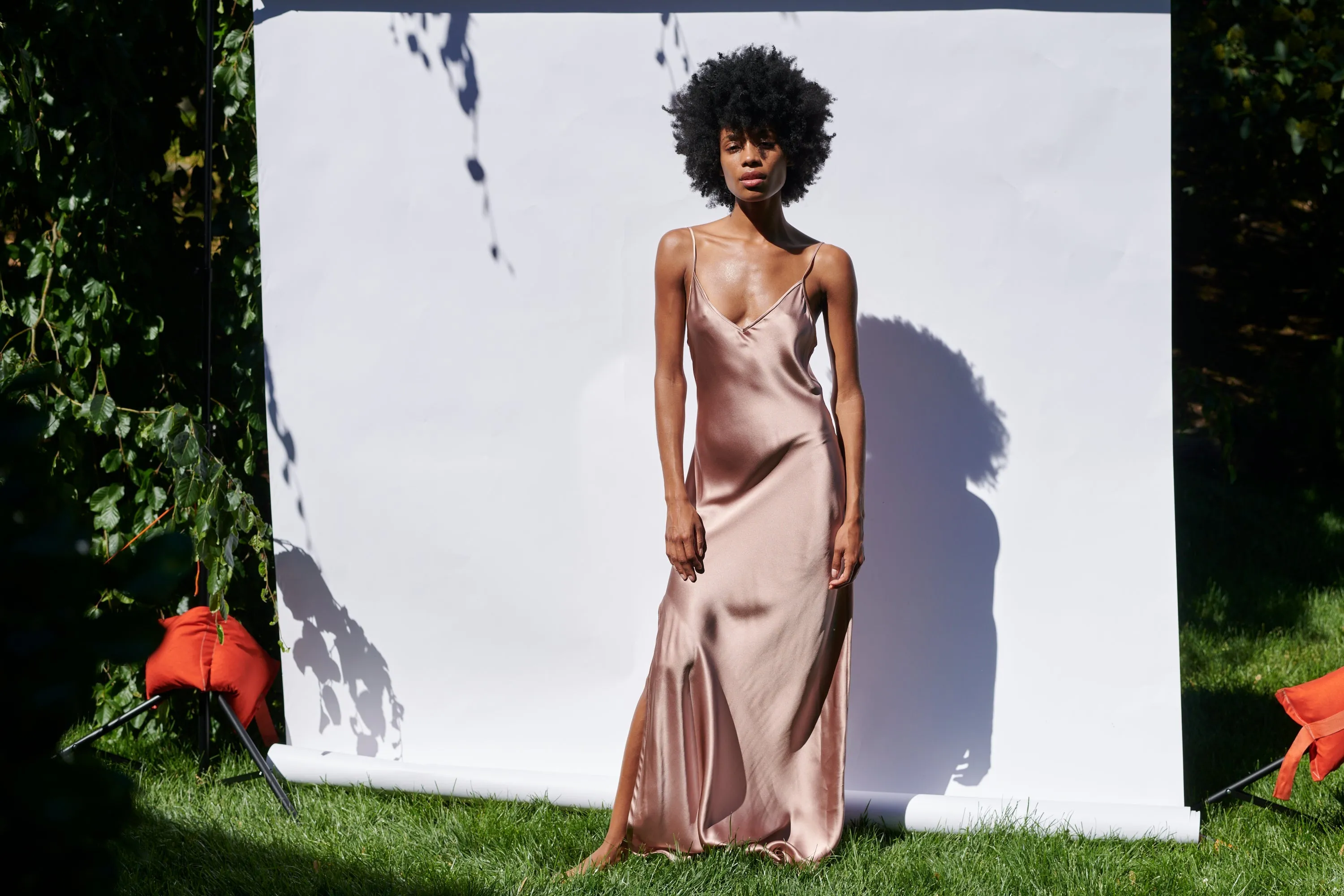 BM Full Length Slip Dress with Slit - Mauve