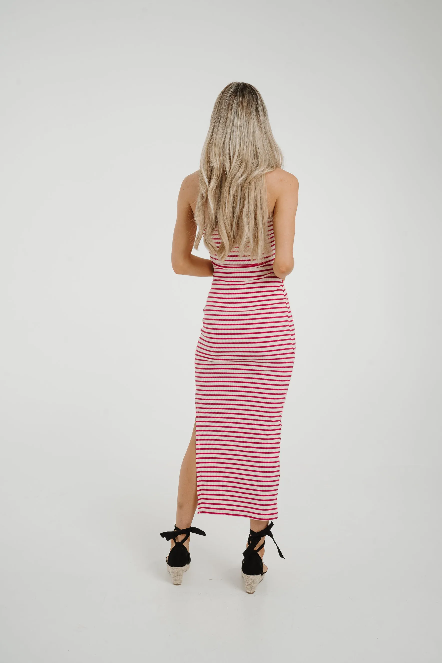 Caitlyn Stripe Bandeau Dress In Red