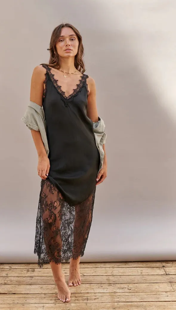 Charli Solange Slip Dress in Black