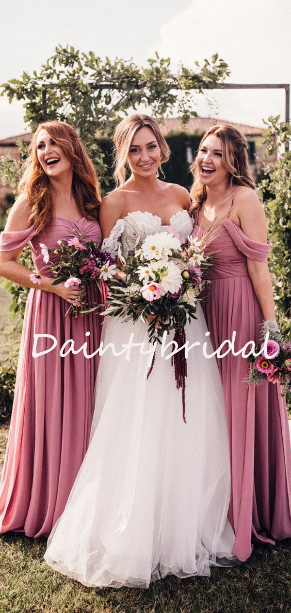 Charming Off-shoulder Spaghetti Strap Long Bridesmaid Dresses.DB10753