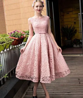 Chic Pink Homecoming Dress Lace  Homecoming Dress ER117