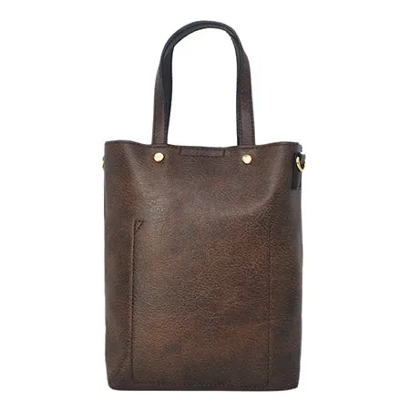 Chocolate Brown Faux Leather NGIL Bucket Handbag