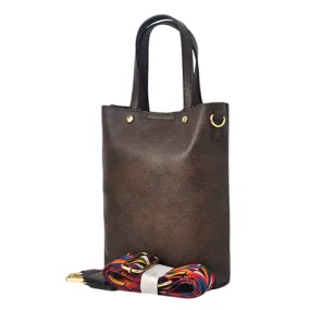 Chocolate Brown Faux Leather NGIL Bucket Handbag