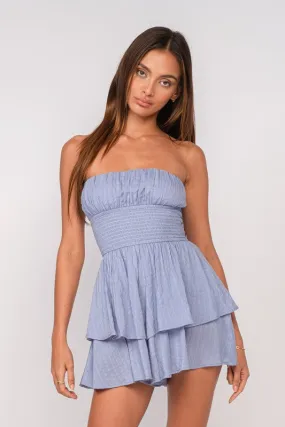 Clip-Dot Strapless Romper