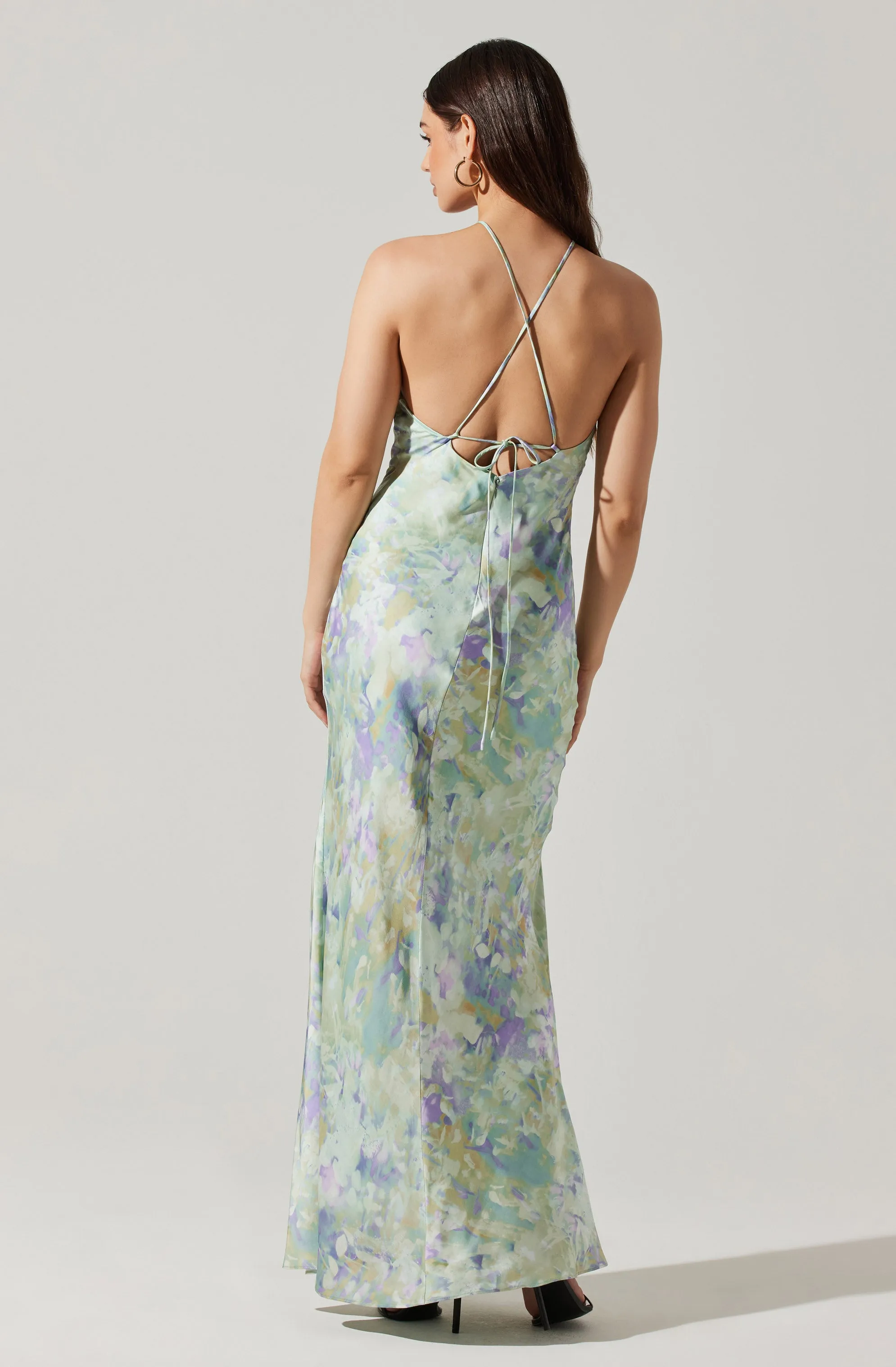 Elynor Satin Halter Maxi Dress