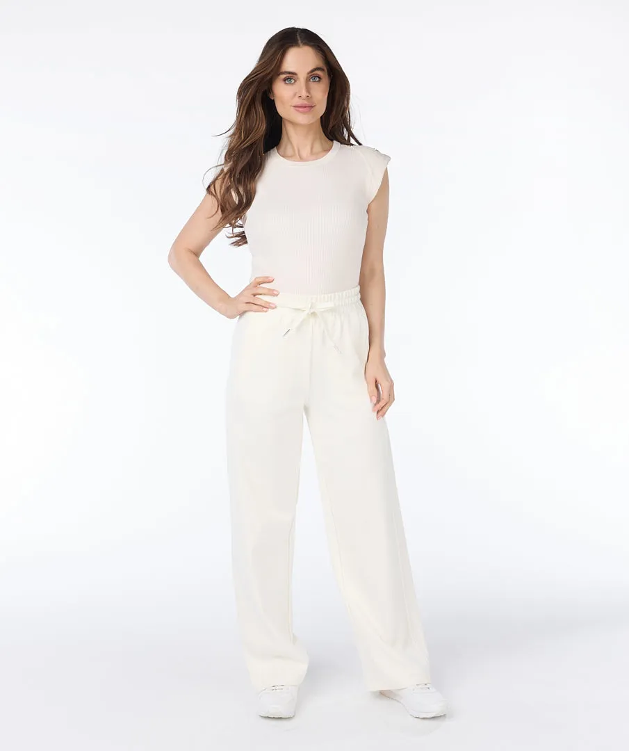 Esqualo ‘Rib S/l Button Shoulder Top’