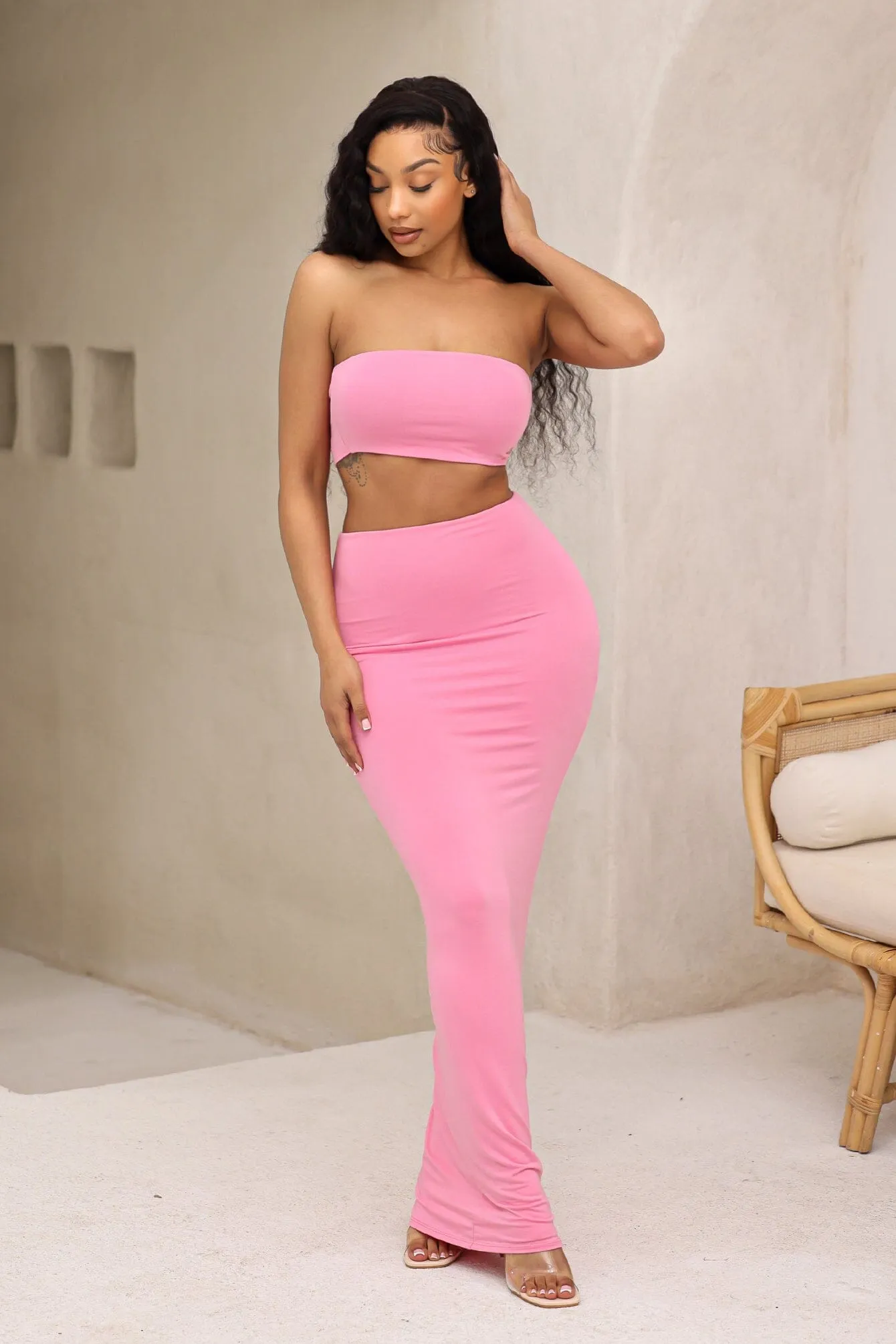 Fantasy Double Layered Tube Top & Maxi Skirt SET