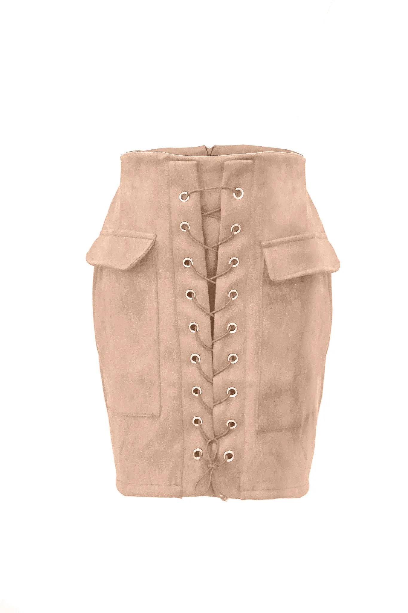 Faux Suede Lace-up Mini Skirt