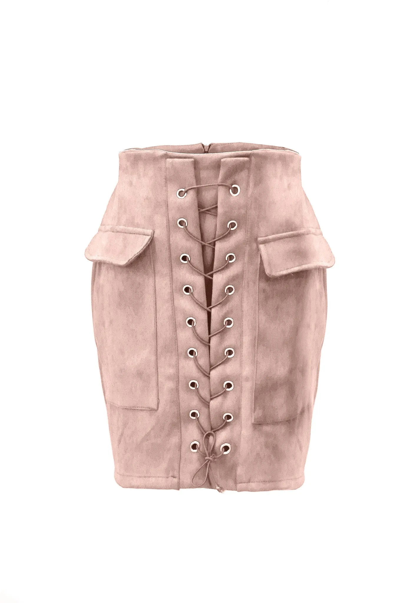 Faux Suede Lace-up Mini Skirt