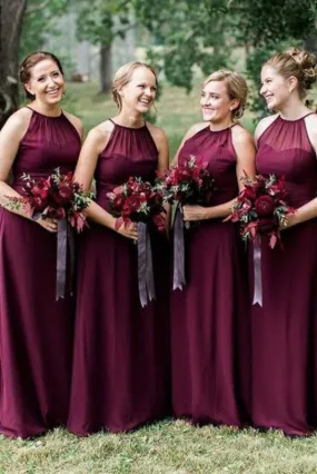 Floor Length Sleeveless Chiffon Bridesmaid Dress