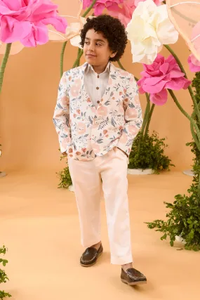 Flower Constellation- Printed Cotton Satin Blazer For Boys