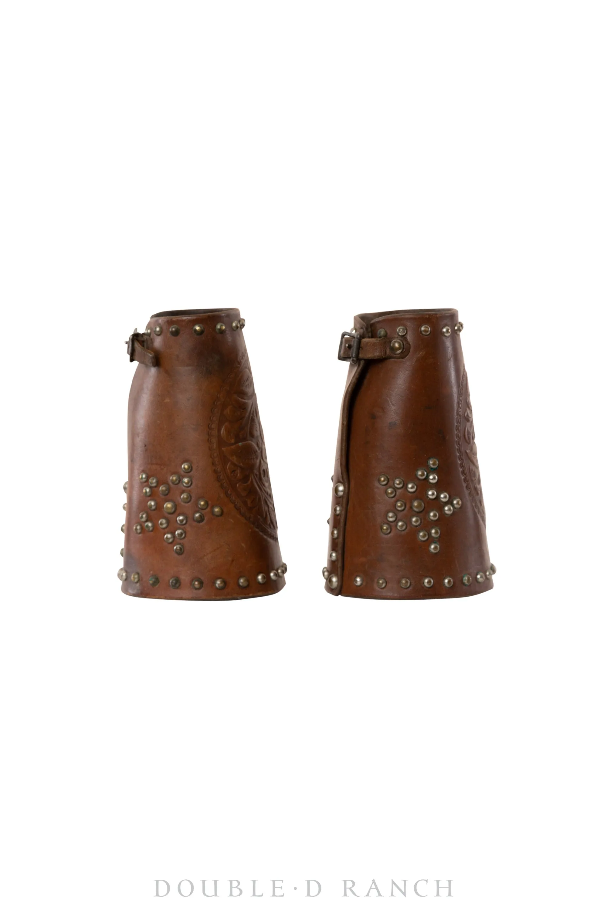 Gauntlets, Western, Tooled Leather, Floral Pattern, Vintage, Early 19th Century, 706