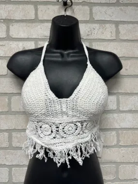 Halter Top - Crochet - White