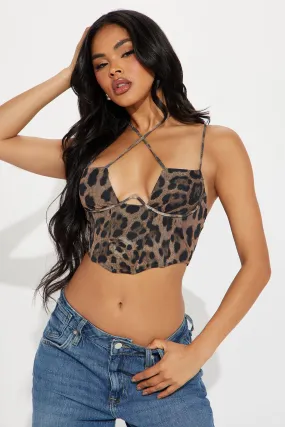 He's Mine Leopard Corset Top - Brown/combo