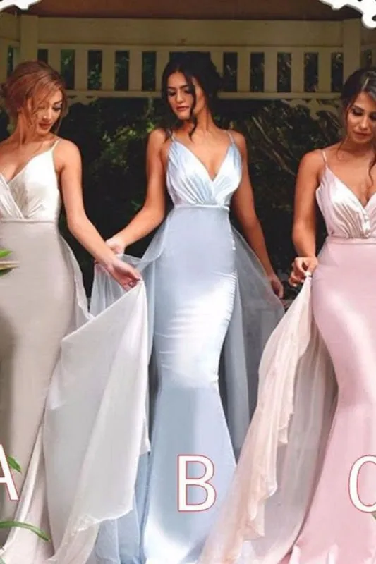 Hot Selling Bridesmaid Dresses Mermaid Spaghetti Straps Satin