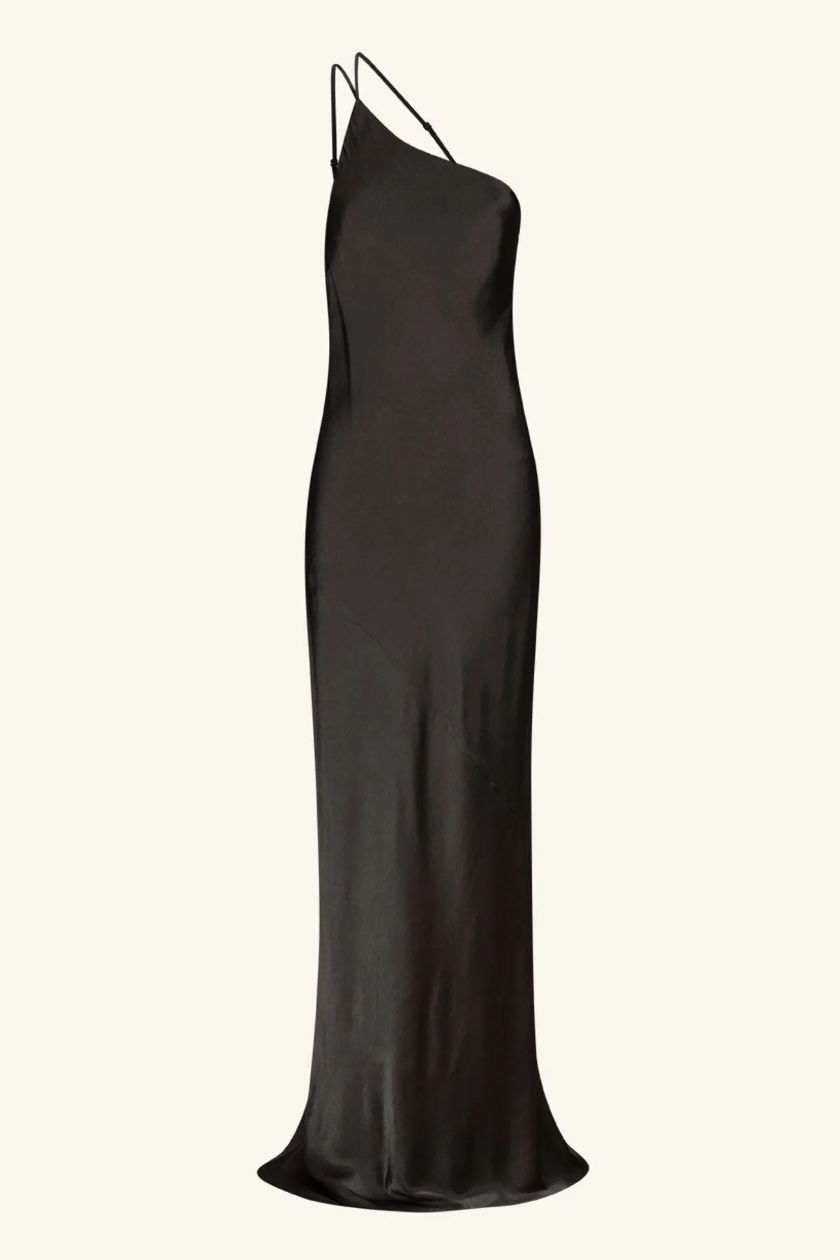 LA LUNE ONE SHOULDER COWL BACK MAXI DRESS - BLACK