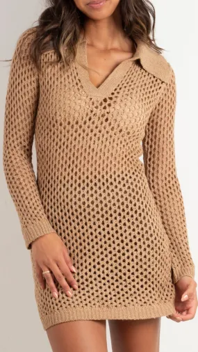 Leah Collared Knit Mini - Mocha