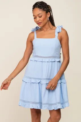 Light Blue Sleeveless Tiered Dress