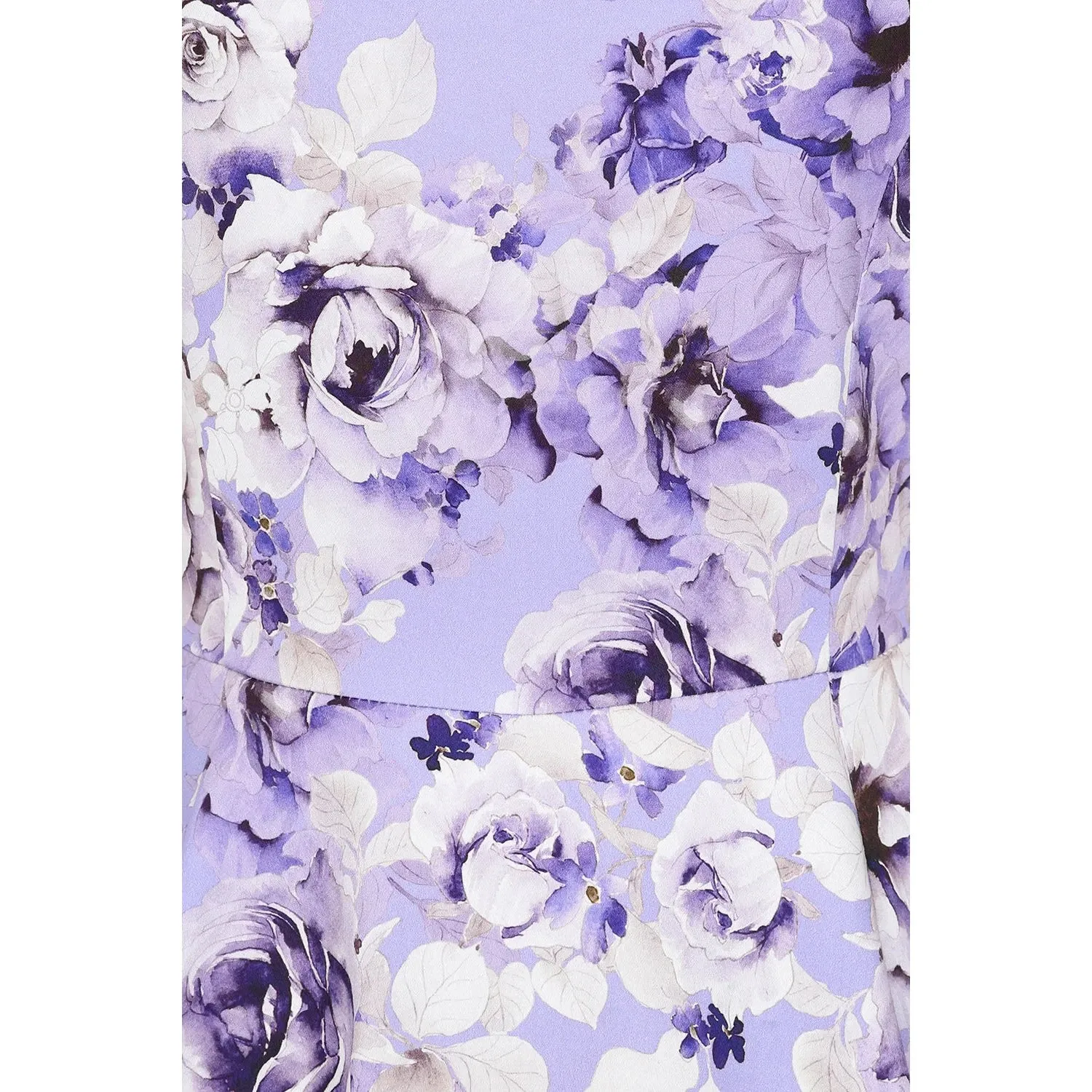 Lilac Floral Print Short Sleeve Swing Tea Dress