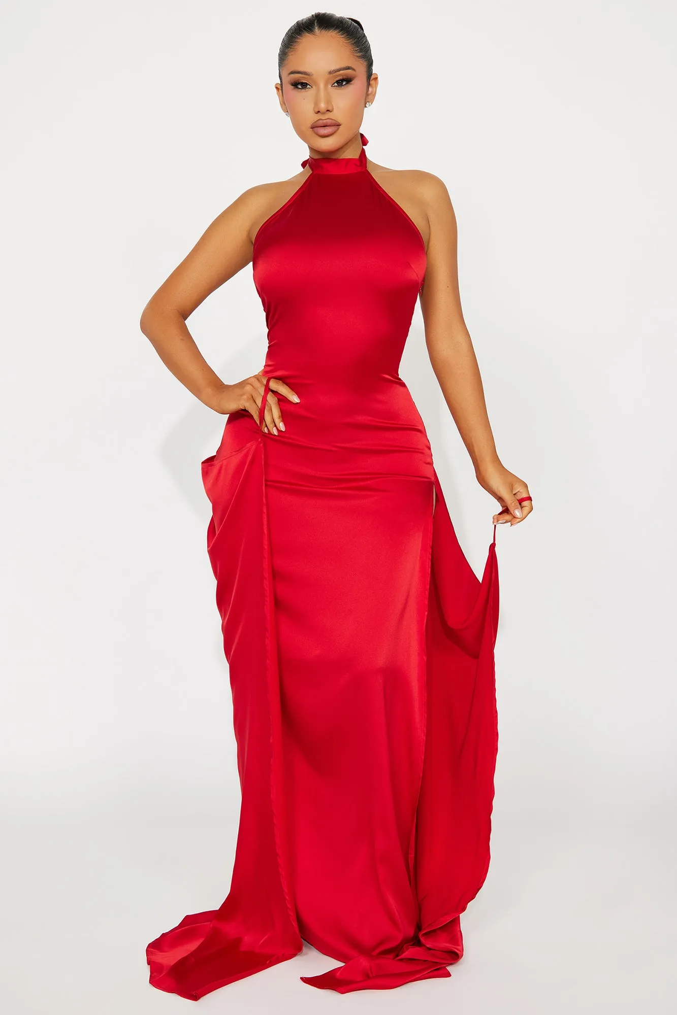 Living Lux Satin Maxi Dress - Red