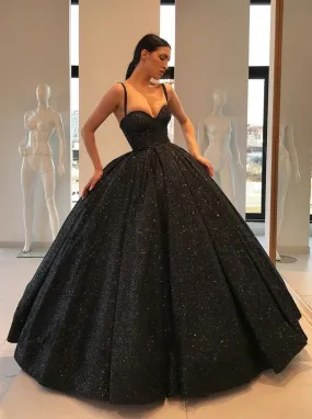 Luxury Ball Gown Black Prom Dress Long Princess Formal Party Dress #ER2160