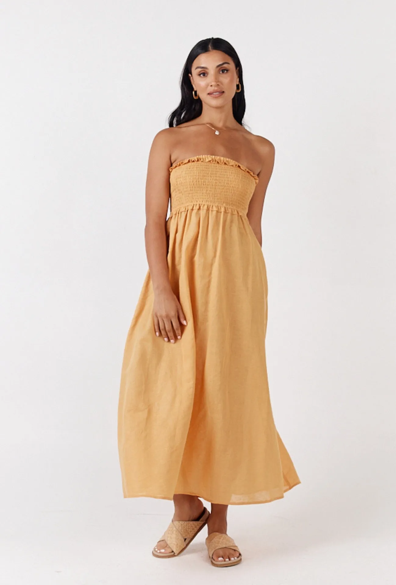 MAUI MIDI DRESS - APRICOT ORANGE