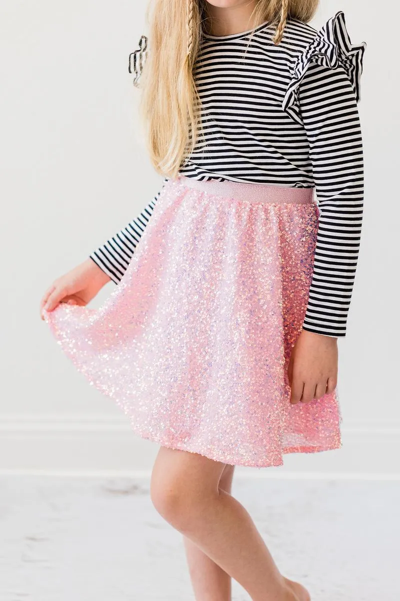 Mila & Rose Sequin Twirl Skirt - Bubblegum Pink