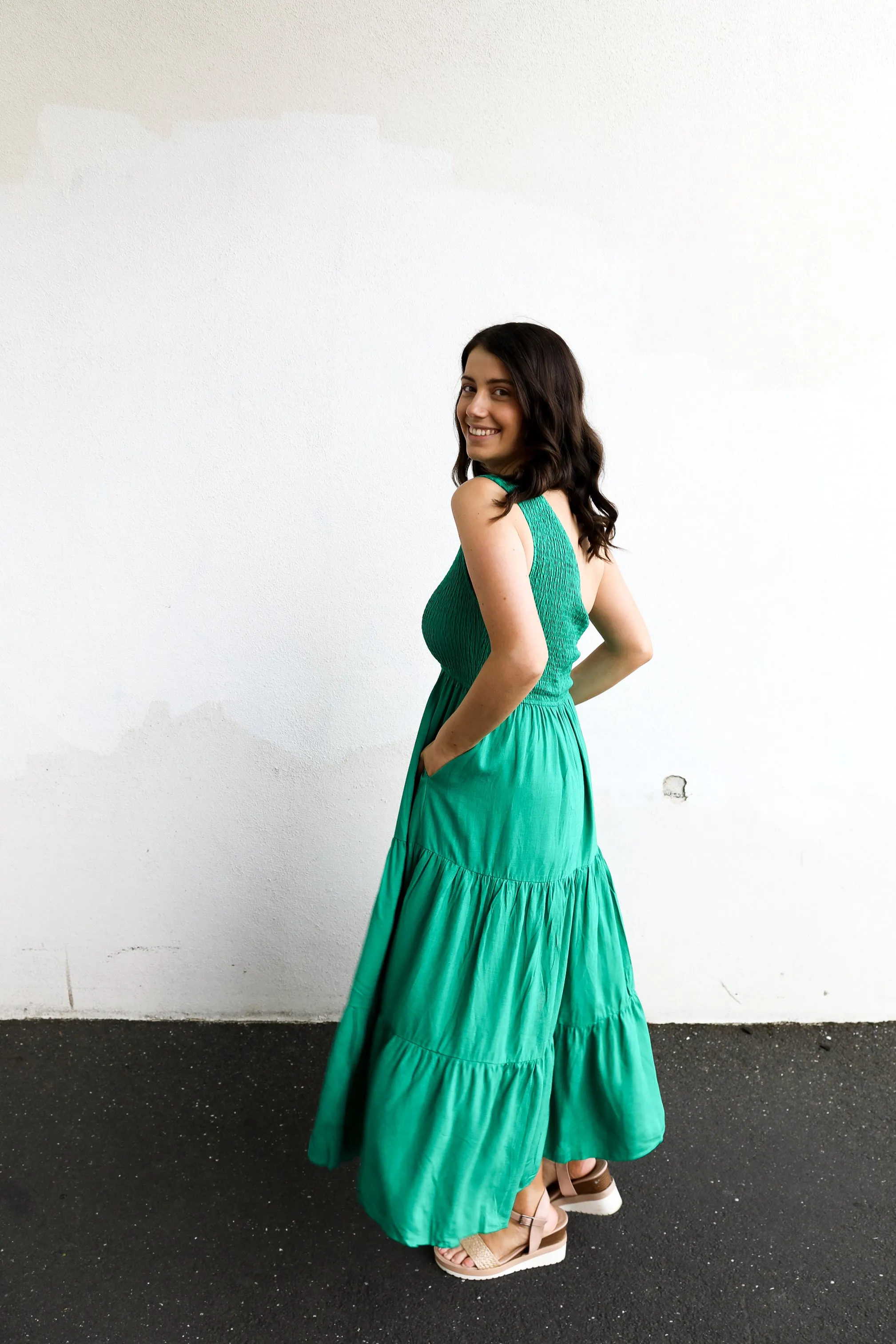 Molli One Shoulder Dress (Emerald)