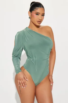 Monica One Shoulder Bodysuit - Sage