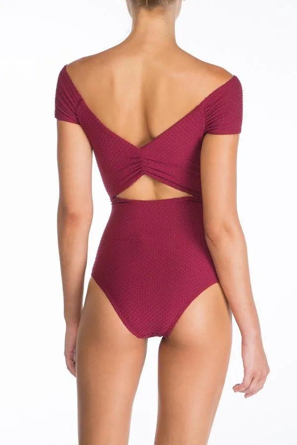 Off Shoulder One Piece - Sangria