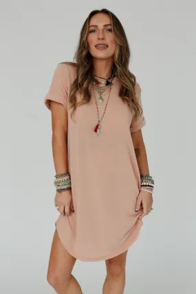 On The Daily Tee Dress - Peach