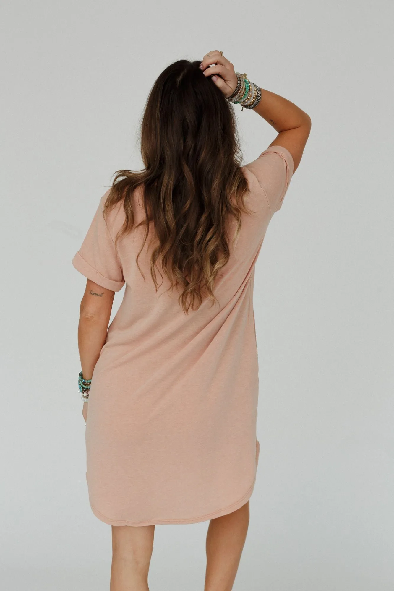 On The Daily Tee Dress - Peach