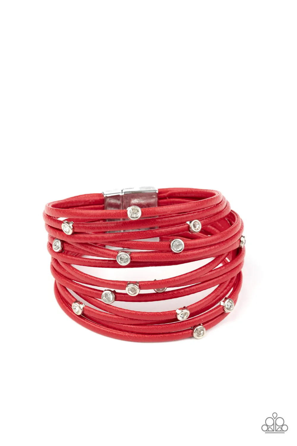 Paparazzi Fearlessly Layered - Red Magnetic Bracelet