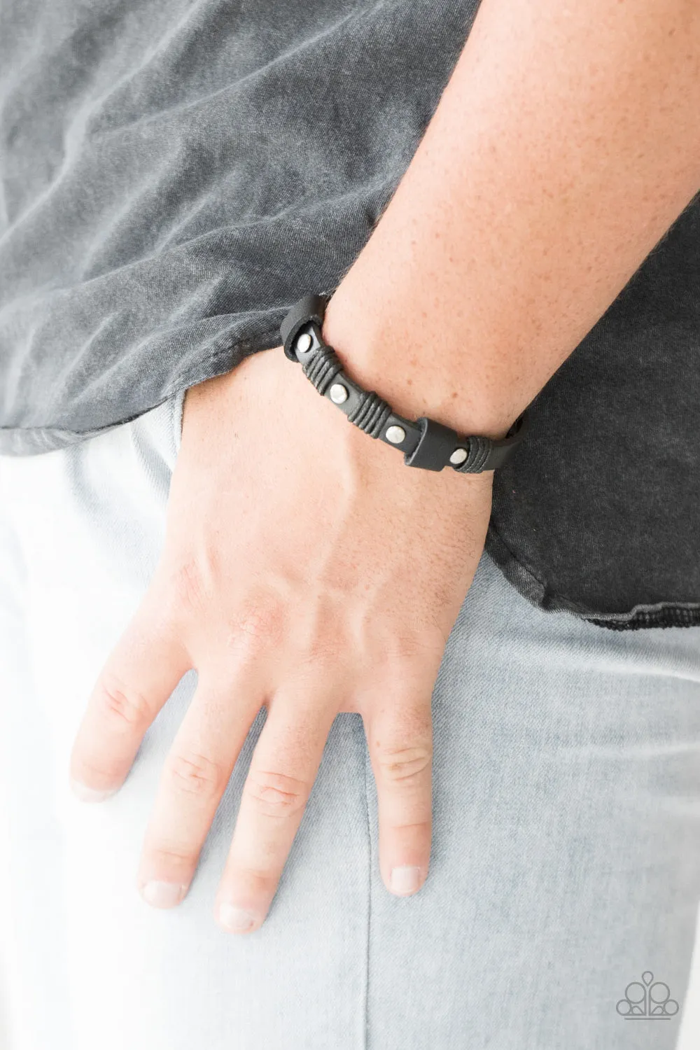 Paparazzi Road Burner - Black Urban Wrap Bracelet