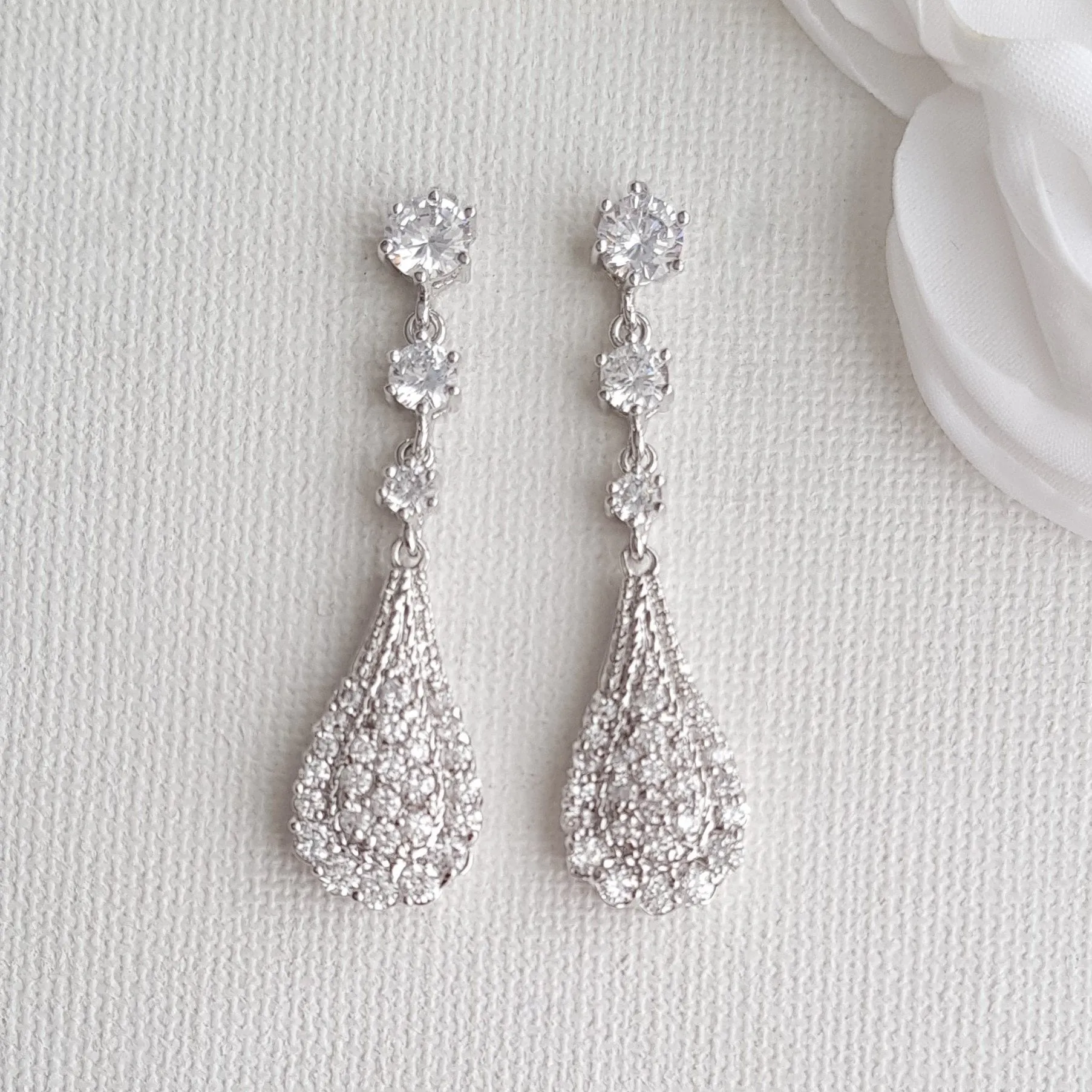 Pear Shaped Drop Earrings for Brides-Chloe