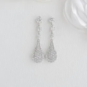 Pear Shaped Drop Earrings for Brides-Chloe