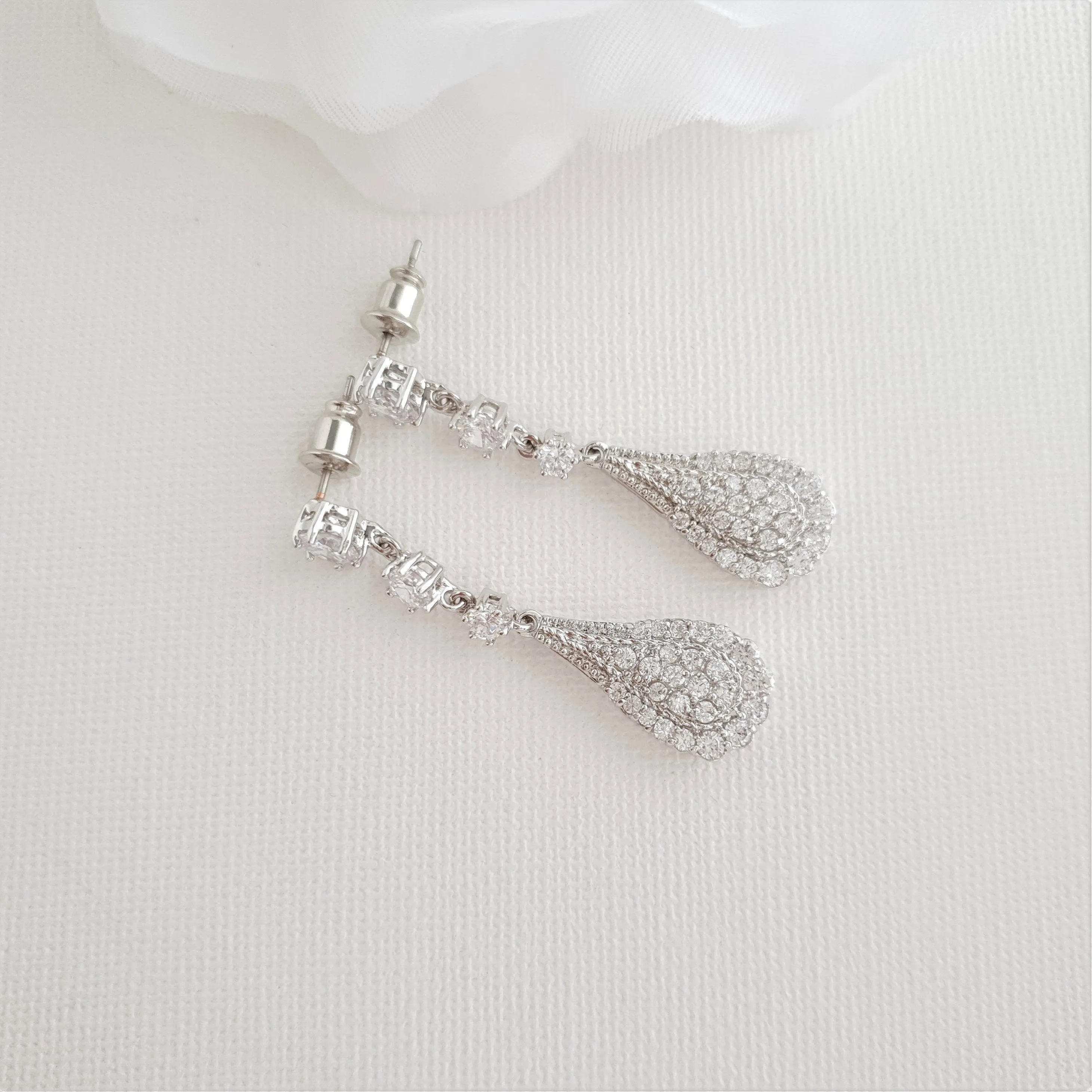 Pear Shaped Drop Earrings for Brides-Chloe