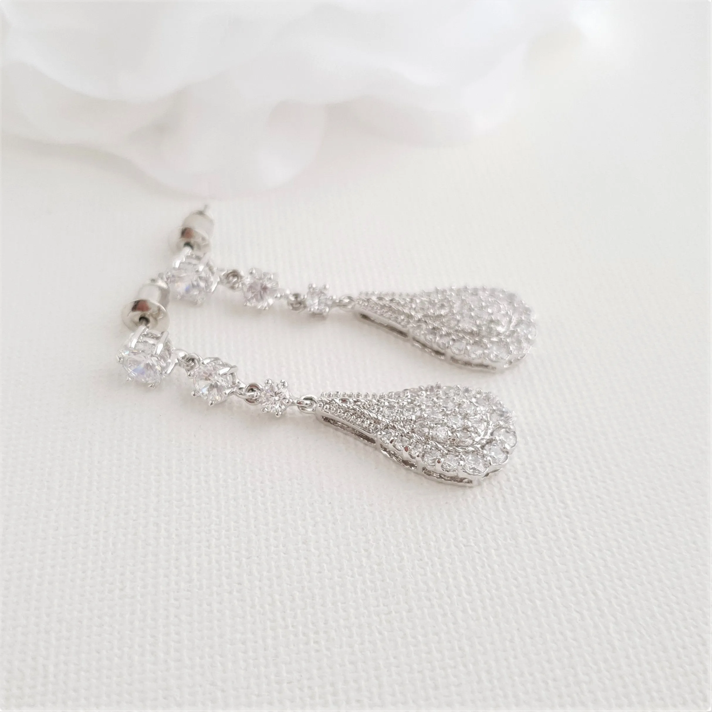 Pear Shaped Drop Earrings for Brides-Chloe