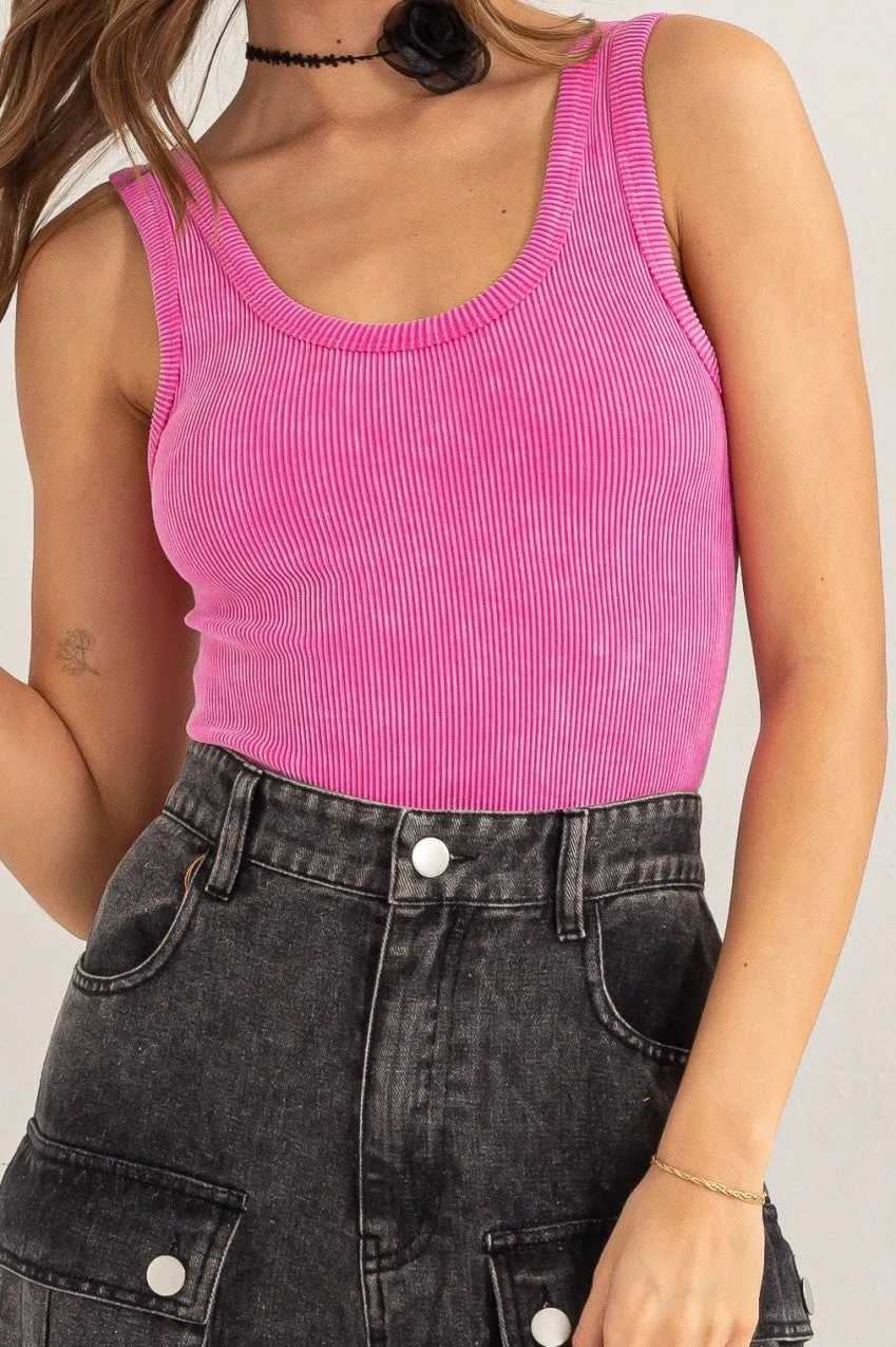 Ribbed Seamless Tank - Pink